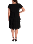 chesca Chiffon Diamante Tiered Dress, Black