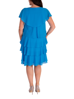 chesca Chiffon Diamante Tiered Dress - view 2, Azure