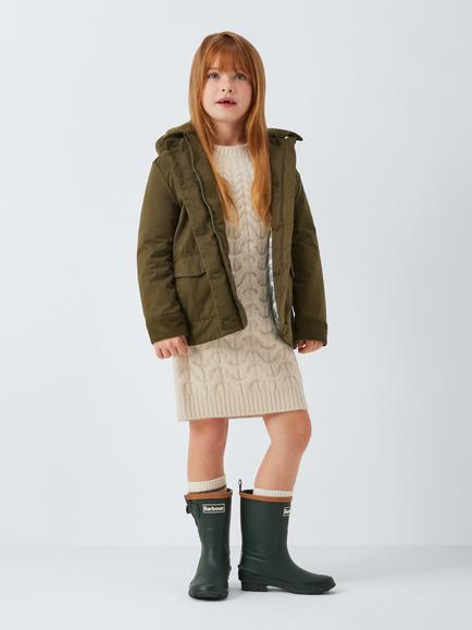 John Lewis Kids' Cable Knit Jumper Dress, Cream - view 2, Cream