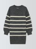 John Lewis Kids' Stripe Knit Jumper Dress, Grey Stripe