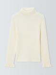 John Lewis Kids' Ribbed Roll Neck Top, Cream