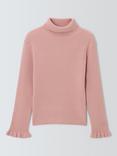 John Lewis Kids' Ribbed Roll Neck Top, Pink