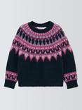 John Lewis Kids' Fair Isle Yoke Jumper, Navy
