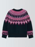 John Lewis Kids' Fair Isle Yoke Jumper, Navy