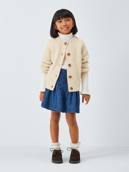 John Lewis Kids' Crew Neck Chunky Knit Cardigan, Cream - view 2, Cream