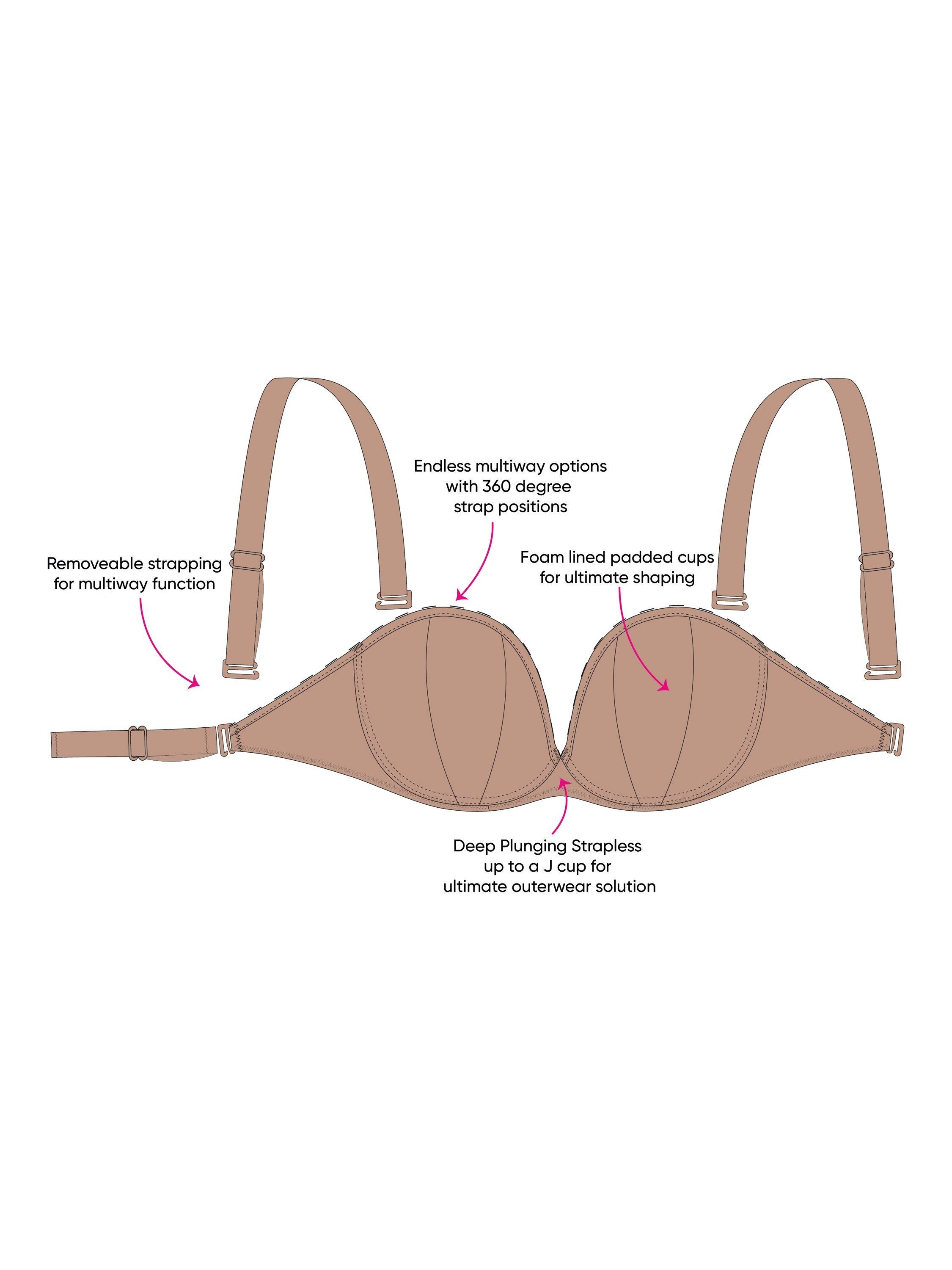Product image 11 of 11, which shows Curvy Kate Superhero Multiway Underwired Plunge Bra, Latte, 32D