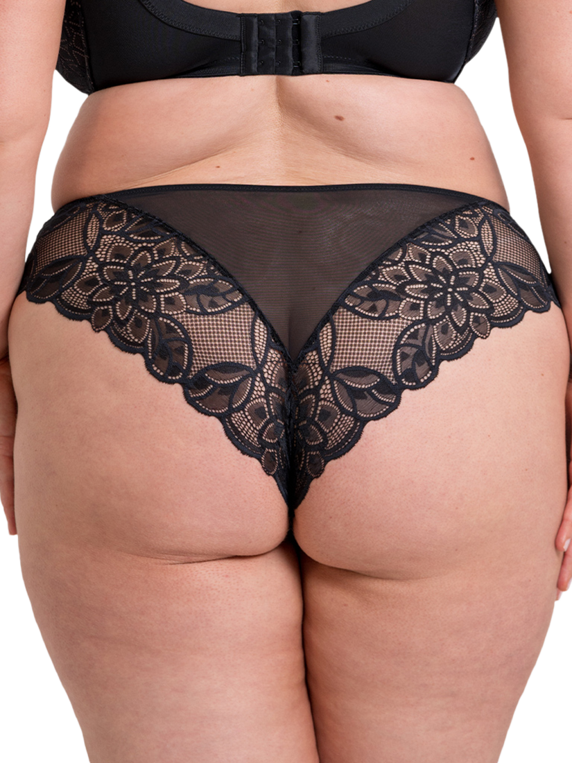 Product image 2 of 6, which shows Curvy Kate Lovelace Brazilian Knickers, Black/Taupe, S