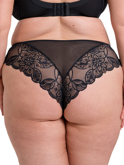 Curvy Kate Lovelace Brazilian Knickers - view 2, Black/Taupe