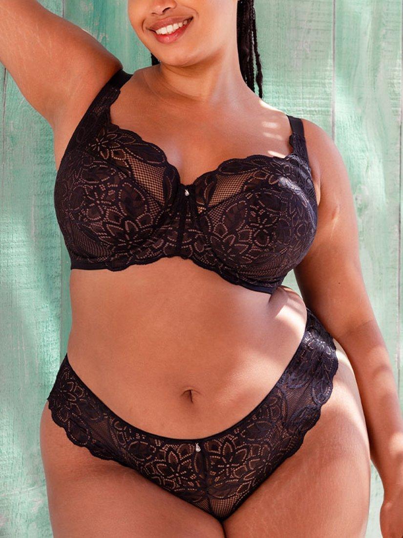 Product image 5 of 6, which shows Curvy Kate Lovelace Brazilian Knickers, Black/Taupe, S