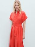 Mango Macarela Belted Shirt Dress, Red