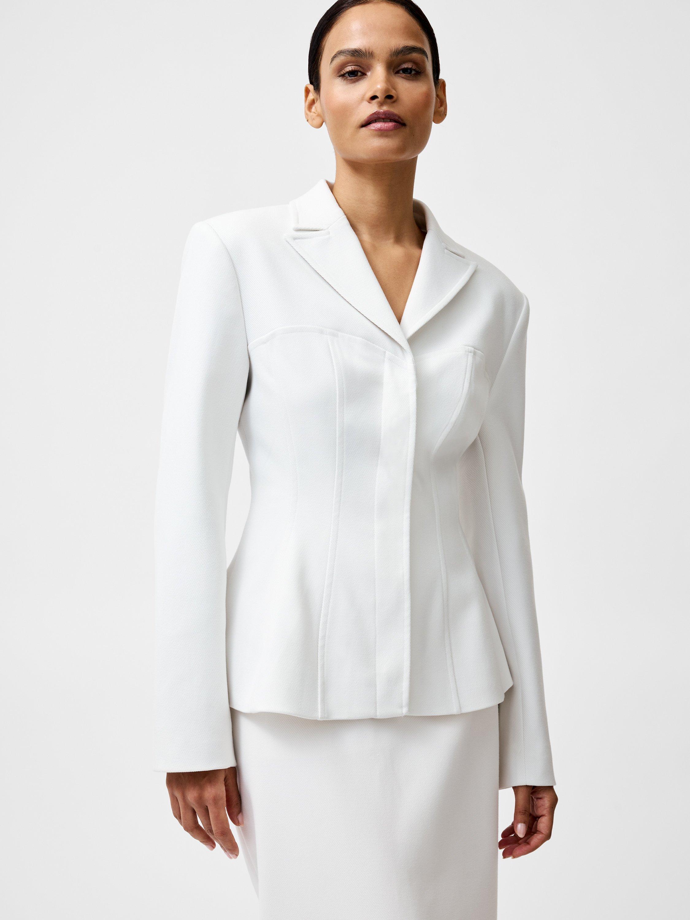 Product image 1 of 4, which shows French Connection Cannes Twill Fitted Blazer, Summer White, 6
