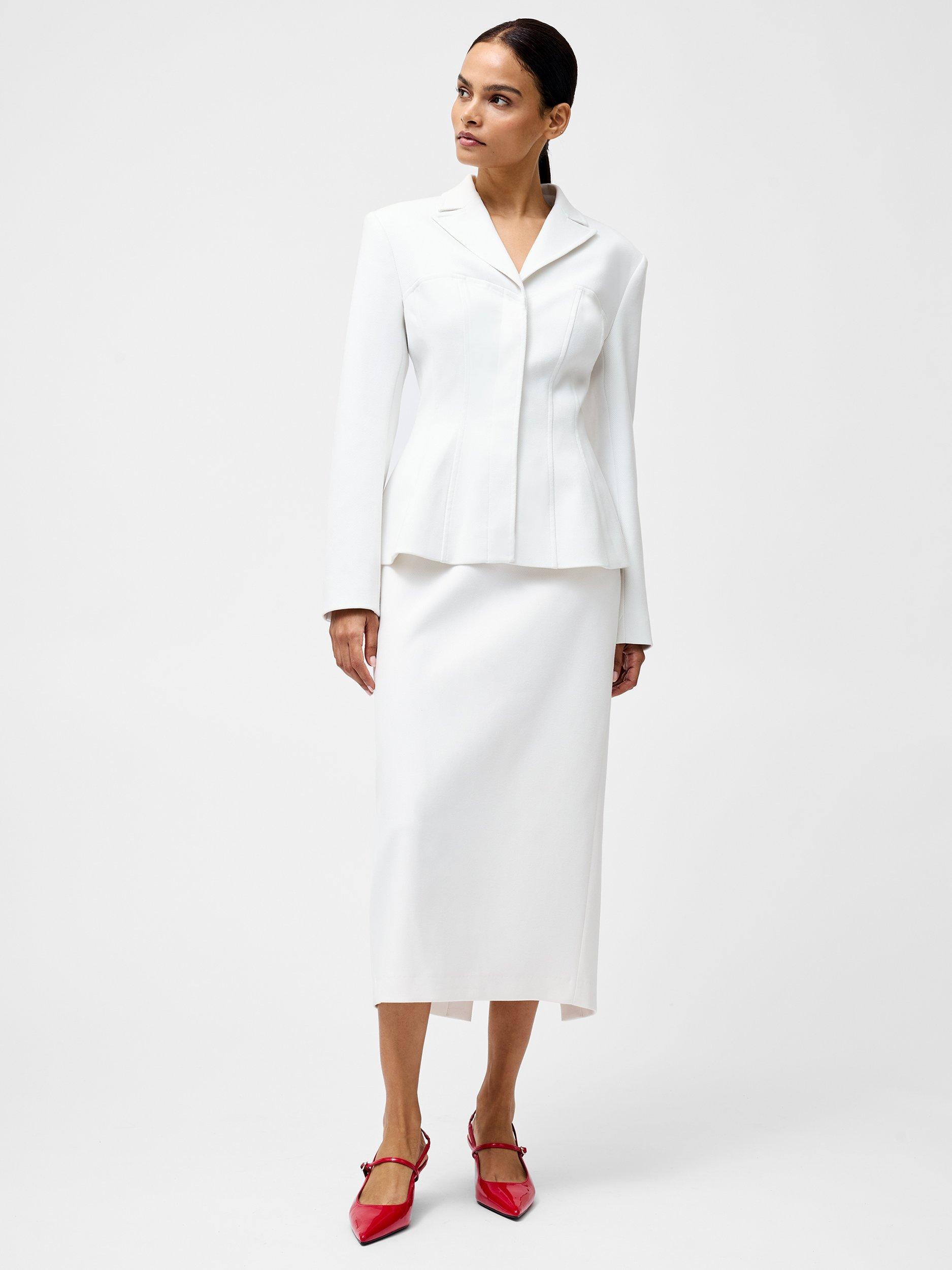 Product image 2 of 4, which shows French Connection Cannes Twill Fitted Blazer, Summer White, 6