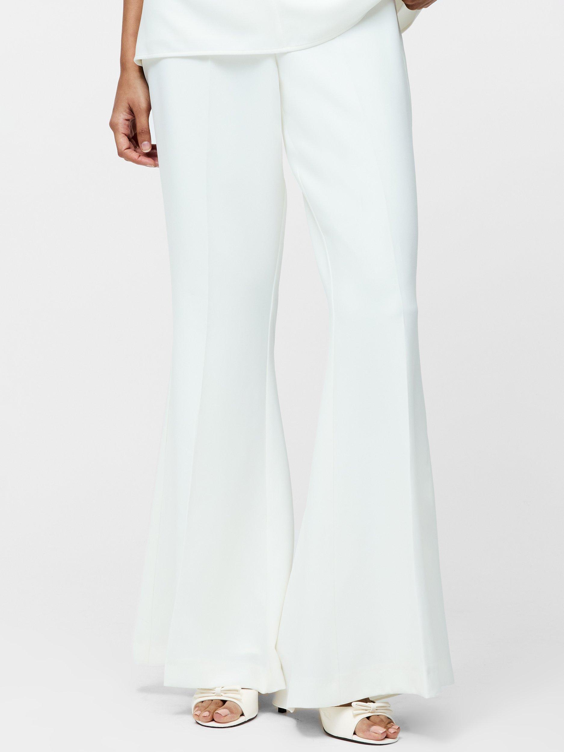 Product image 1 of 5, which shows French Connection Arlette Flared Leg Trousers, Summer White, 10