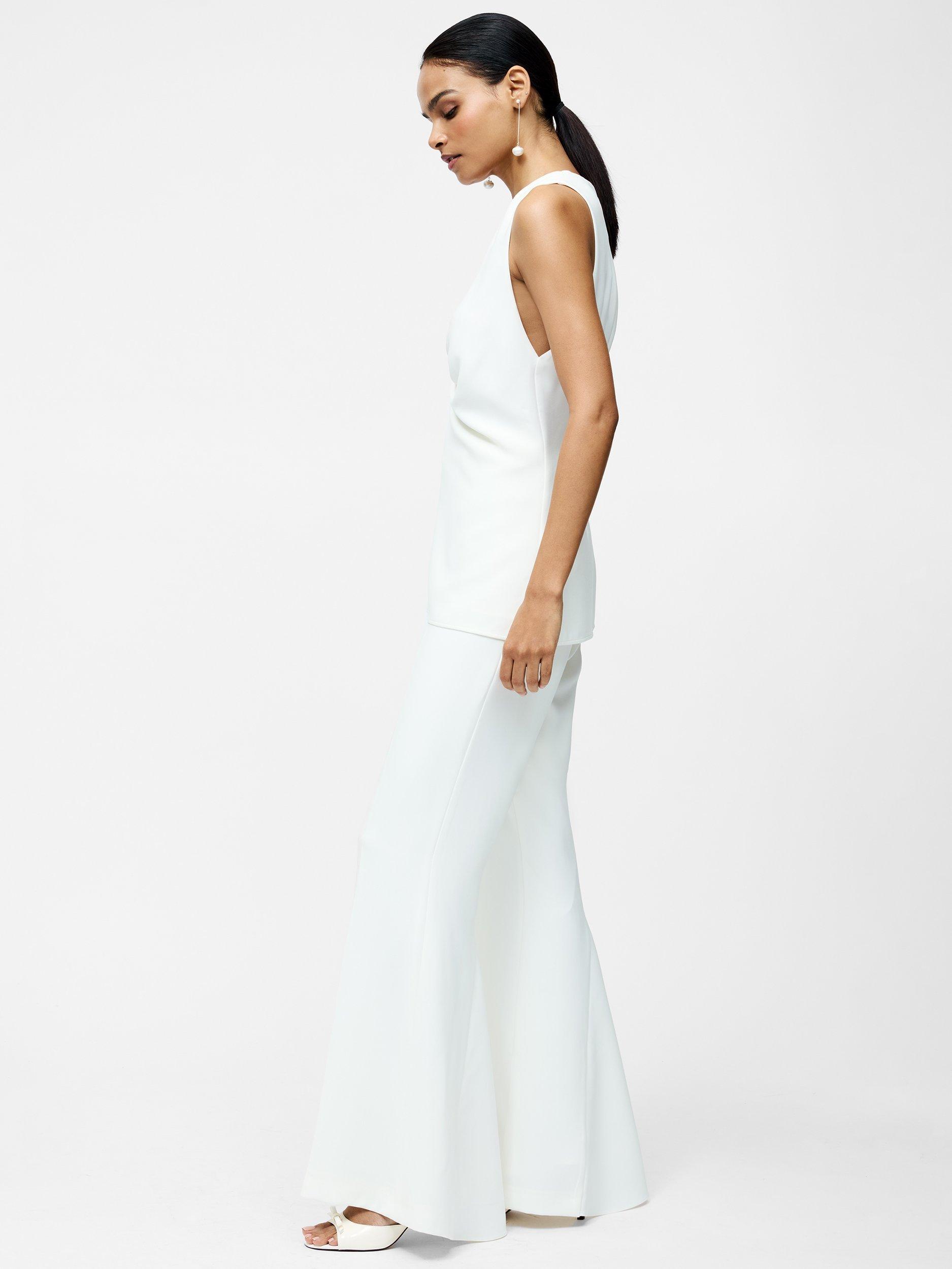 Product image 3 of 5, which shows French Connection Arlette Flared Leg Trousers, Summer White, 10