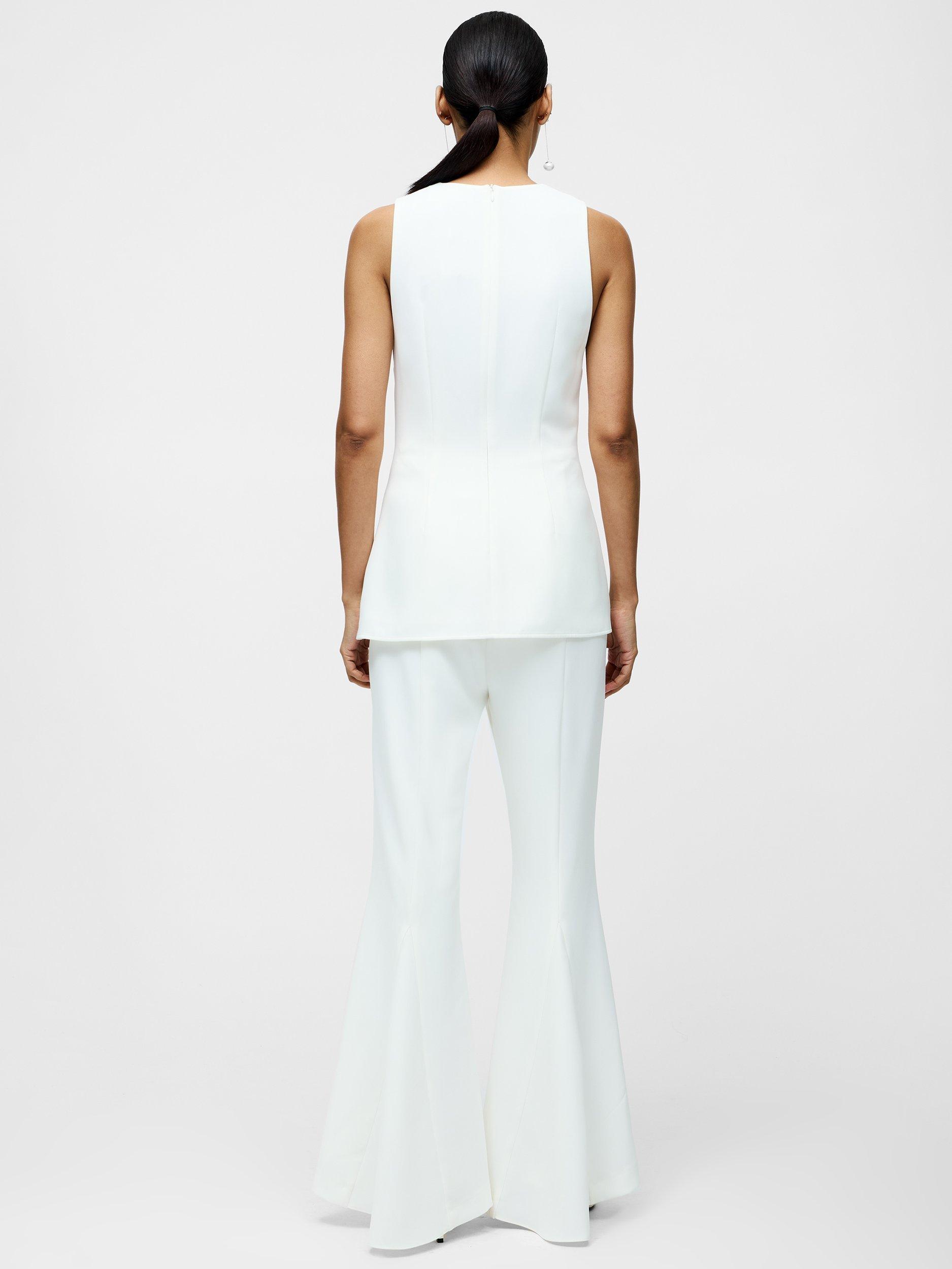 Product image 4 of 5, which shows French Connection Arlette Flared Leg Trousers, Summer White, 10