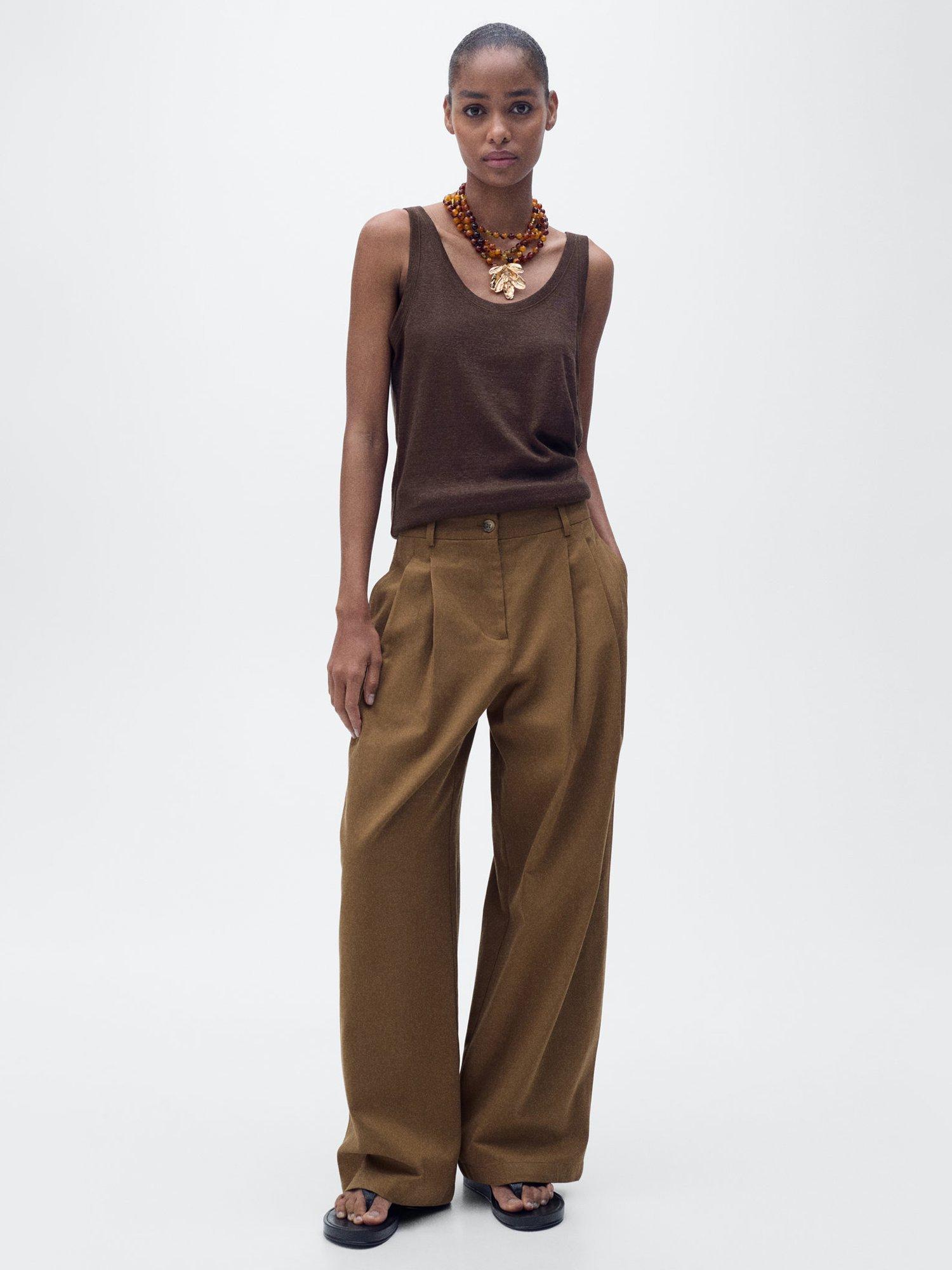 Product image 2 of 7, which shows Mango Lini Sleeveless Top, Brown, XS