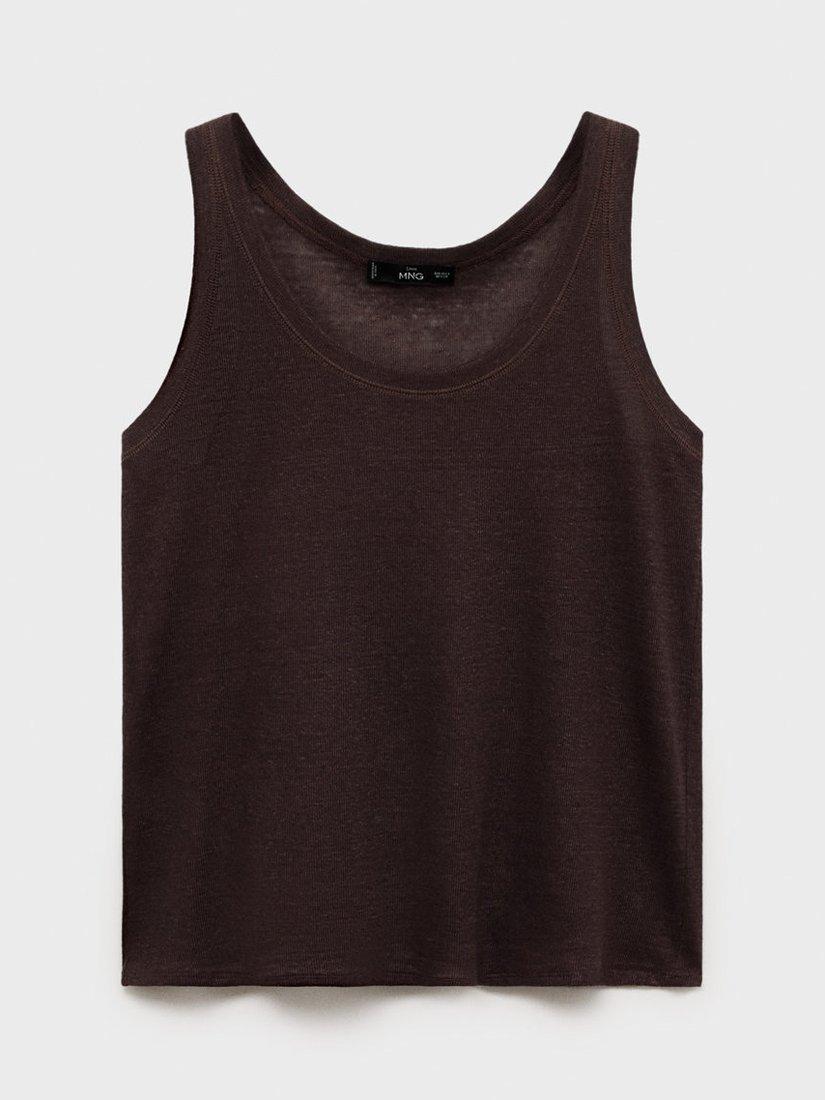 Product image 3 of 7, which shows Mango Lini Sleeveless Top, Brown, XS