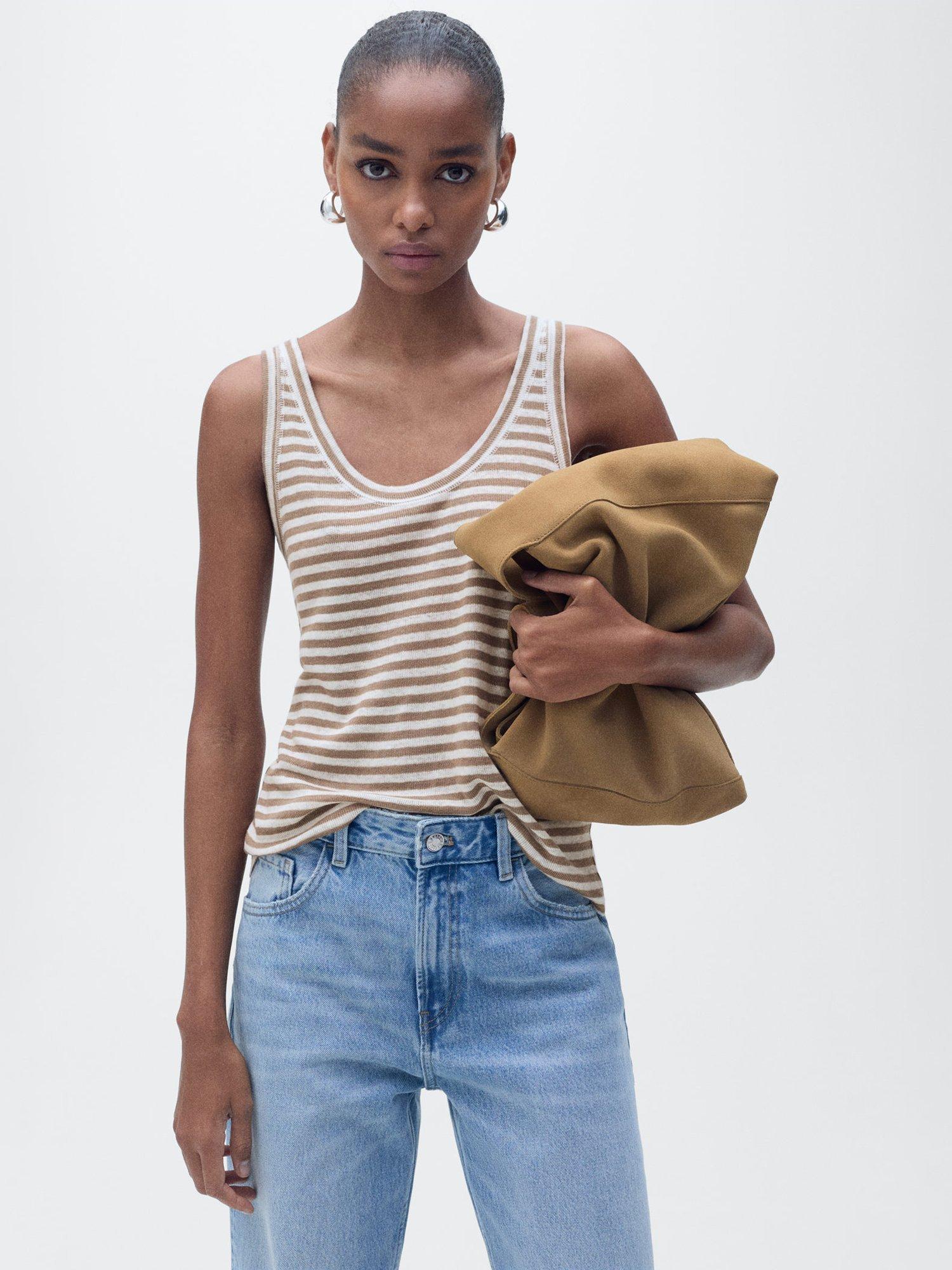 Product image 1 of 6, which shows Mango Lini Sleeveless Top, Lt Pastel Brown, XS