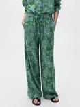 Mango Mamba Paisley Linen Rich Trousers, Green