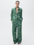 Mango Mamba Paisley Linen Rich Trousers, Green