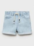Mango Kids' Cancun Denim Drawstring Shorts, Mid Blue