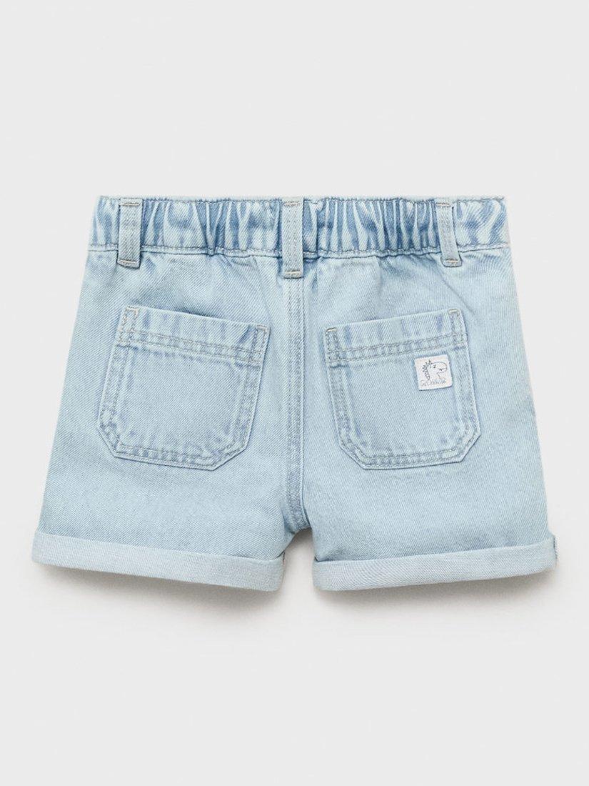 Product image 3 of 5, which shows Mango Kids' Cancun Denim Drawstring Shorts, Mid Blue, 12-18 months