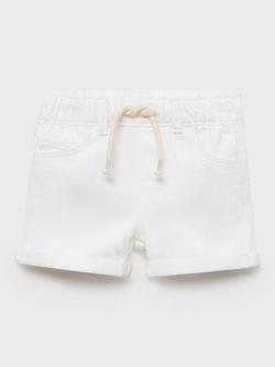 Mango Kids' Cancun Denim Drawstring Shorts, White - view 2, White