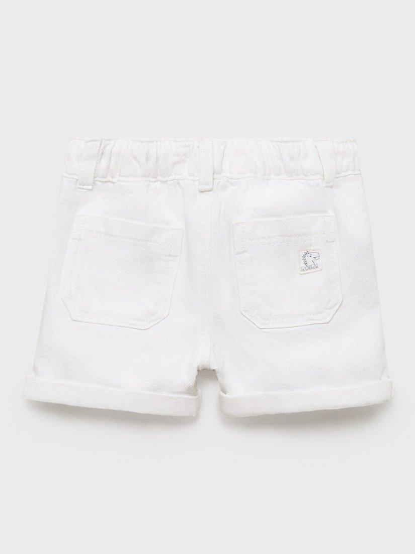 Product image 3 of 5, which shows Mango Kids' Cancun Denim Drawstring Shorts, White, 12-18 months