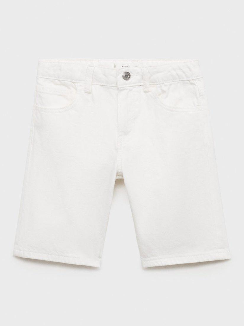 Product image 1 of 4, which shows Mango Kids' Martin Cotton Denim Bermuda Shorts, White, 6 years