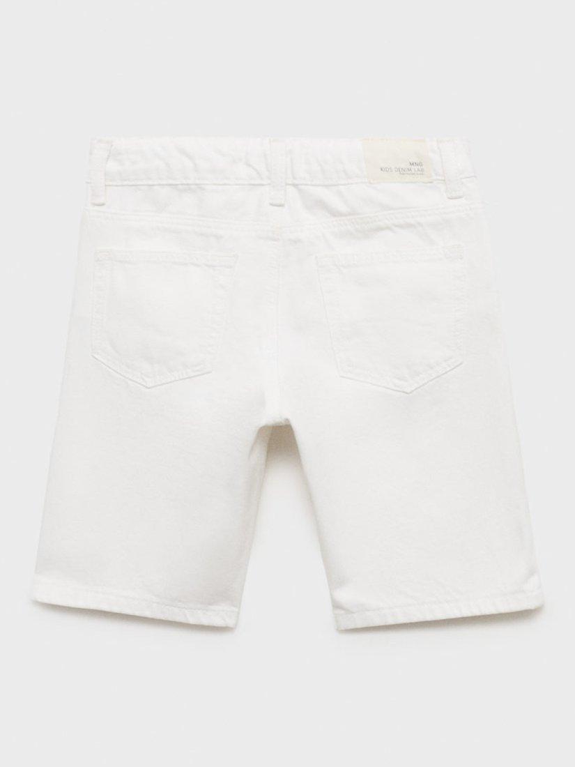Product image 2 of 4, which shows Mango Kids' Martin Cotton Denim Bermuda Shorts, White, 6 years