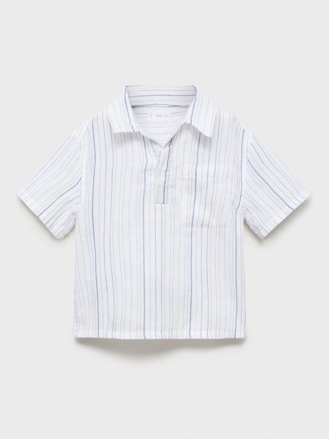Product image 1 of 4, which shows Mango Kids' Luis Striped Shirt, White, 4-5 years
