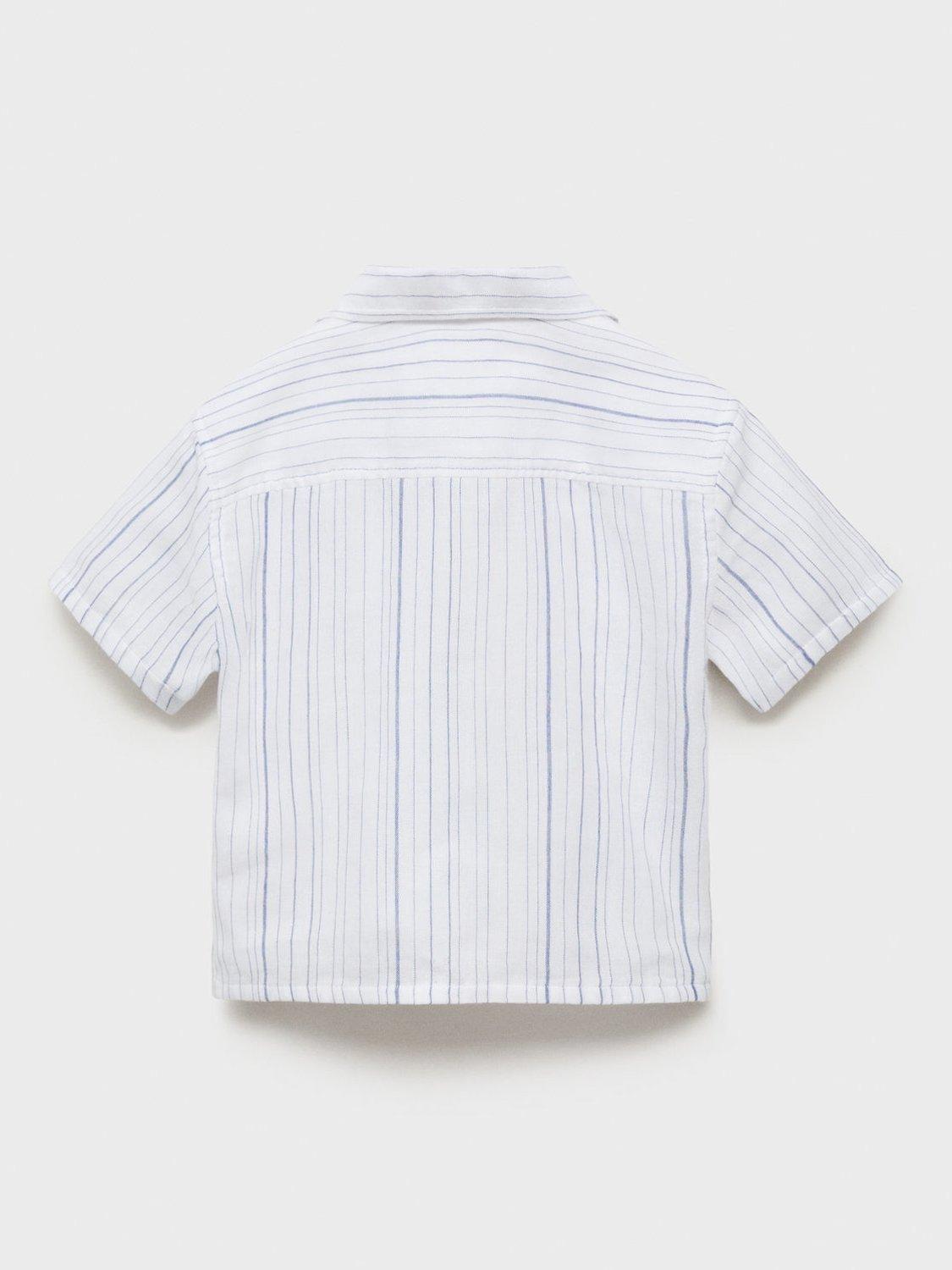 Product image 2 of 4, which shows Mango Kids' Luis Striped Shirt, White, 4-5 years