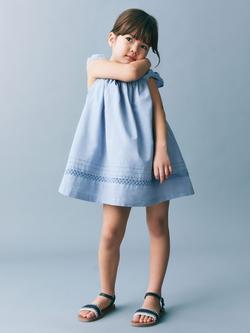 Mango Kids' Kira Embroidered Detail Dress, Pastel Blue, Pastel Blue