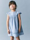 Mango Kids' Kira Embroidered Detail Dress, Pastel Blue