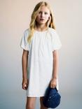 Mango Kids' Pompi Cotton Short Sleeve Dress, White
