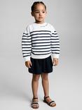 Mango Kids' Cotton Log Sleeved Striped Sweatshirt, Navy