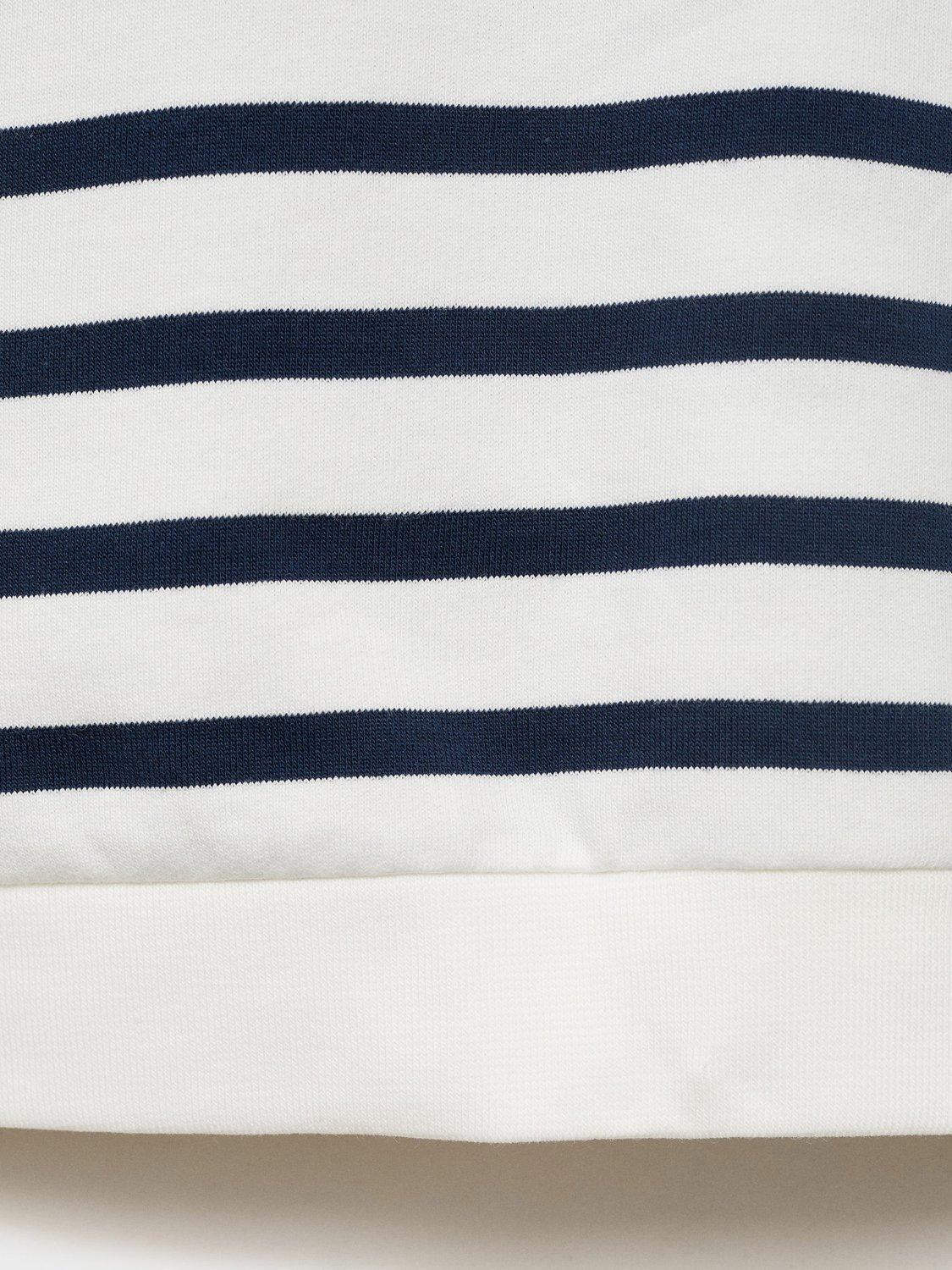 Product image 4 of 6, which shows Mango Kids' Cotton Log Sleeved Striped Sweatshirt, Navy, 9-12 months