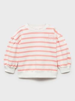 Mango Kids' Sunny Stripe Cotton Jumper, Bright Red