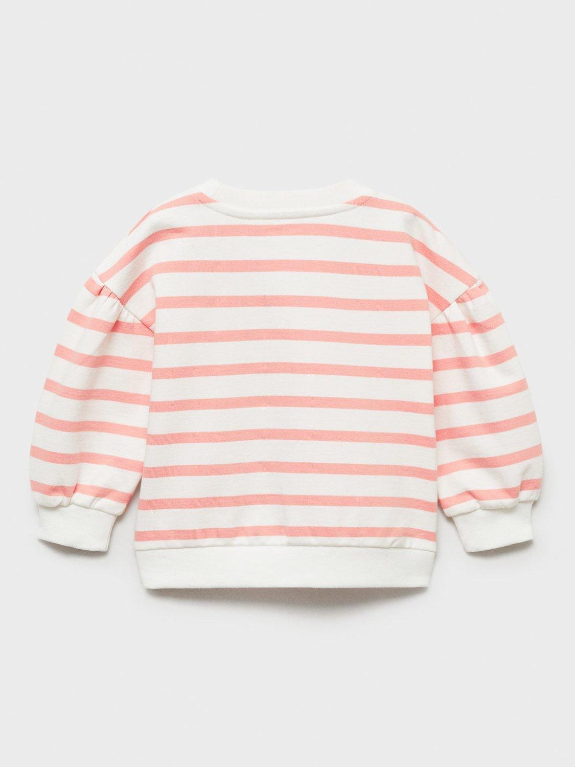 Product image 2 of 4, which shows Mango Kids' Sunny Stripe Cotton Jumper, Bright Red, 9-12 months