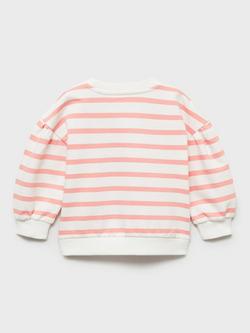 Mango Kids' Sunny Stripe Cotton Jumper - view 2, Bright Red