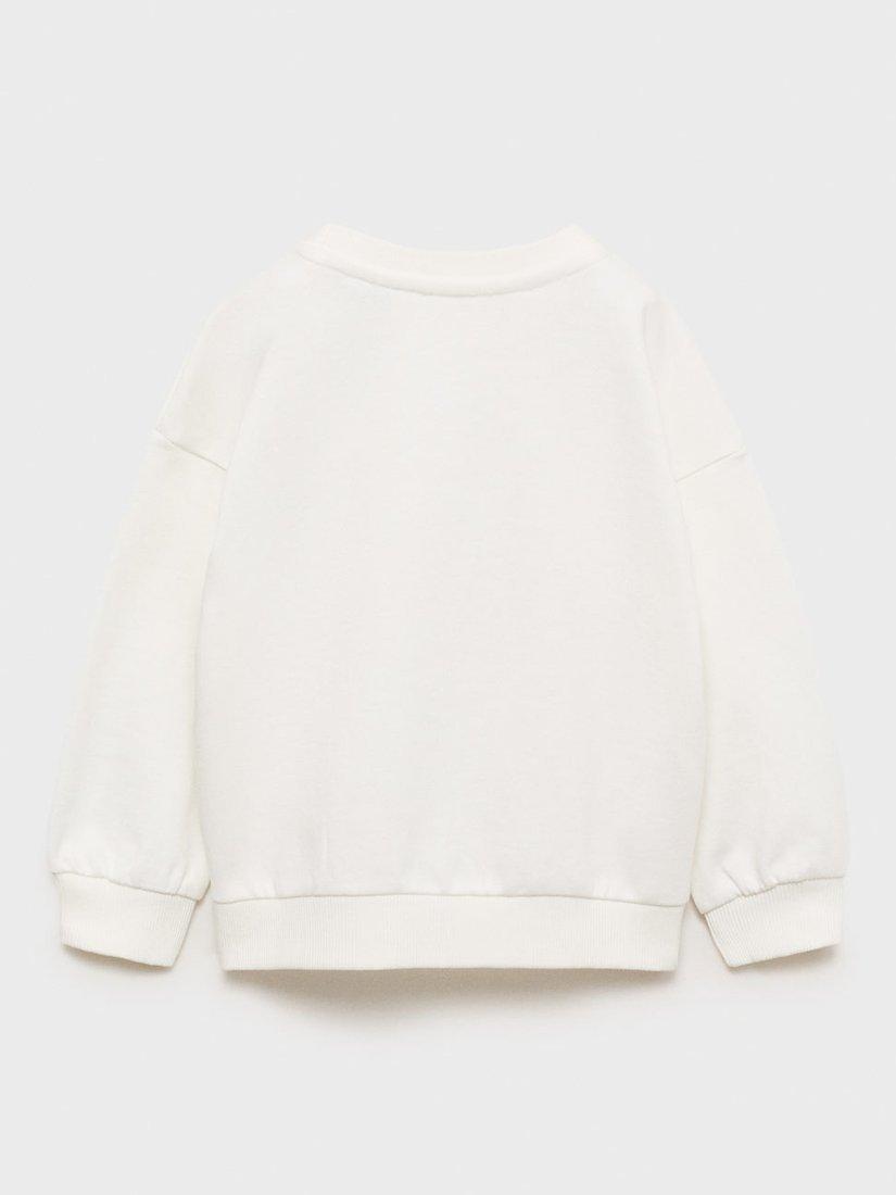 Product image 4 of 7, which shows Mango Kids' Syice Snoopy Graphic Print Cotton Jumper, Natural White, 12-18 months