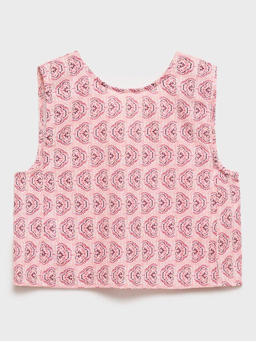 Product image 2 of 5, which shows Mango Kids' Jaipur Cotton Sleeveless Vest Top, Pink, 10 years