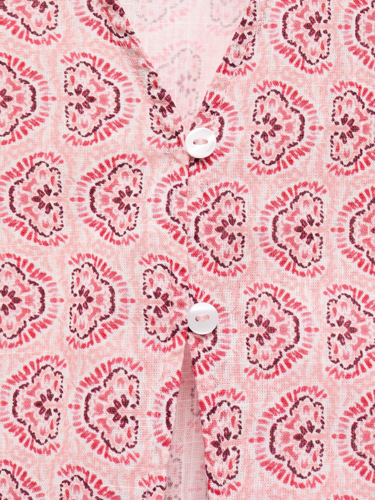 Product image 4 of 5, which shows Mango Kids' Jaipur Cotton Sleeveless Vest Top, Pink, 10 years
