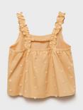 Mango Kids' Mousse Cotton Blend Embroidered Blouse, Medium Yellow