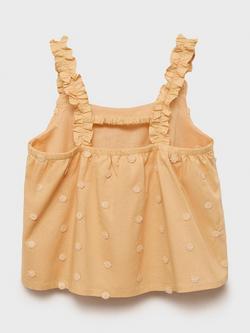 Mango Kids' Mousse Cotton Blend Embroidered Blouse, Medium Yellow - view 2, Medium Yellow