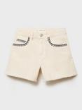 Mango Kids' Betia Cotton Shorts, Light Beige