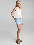 Mango Kids' Camila Cotton Denim Shorts, Open Blue