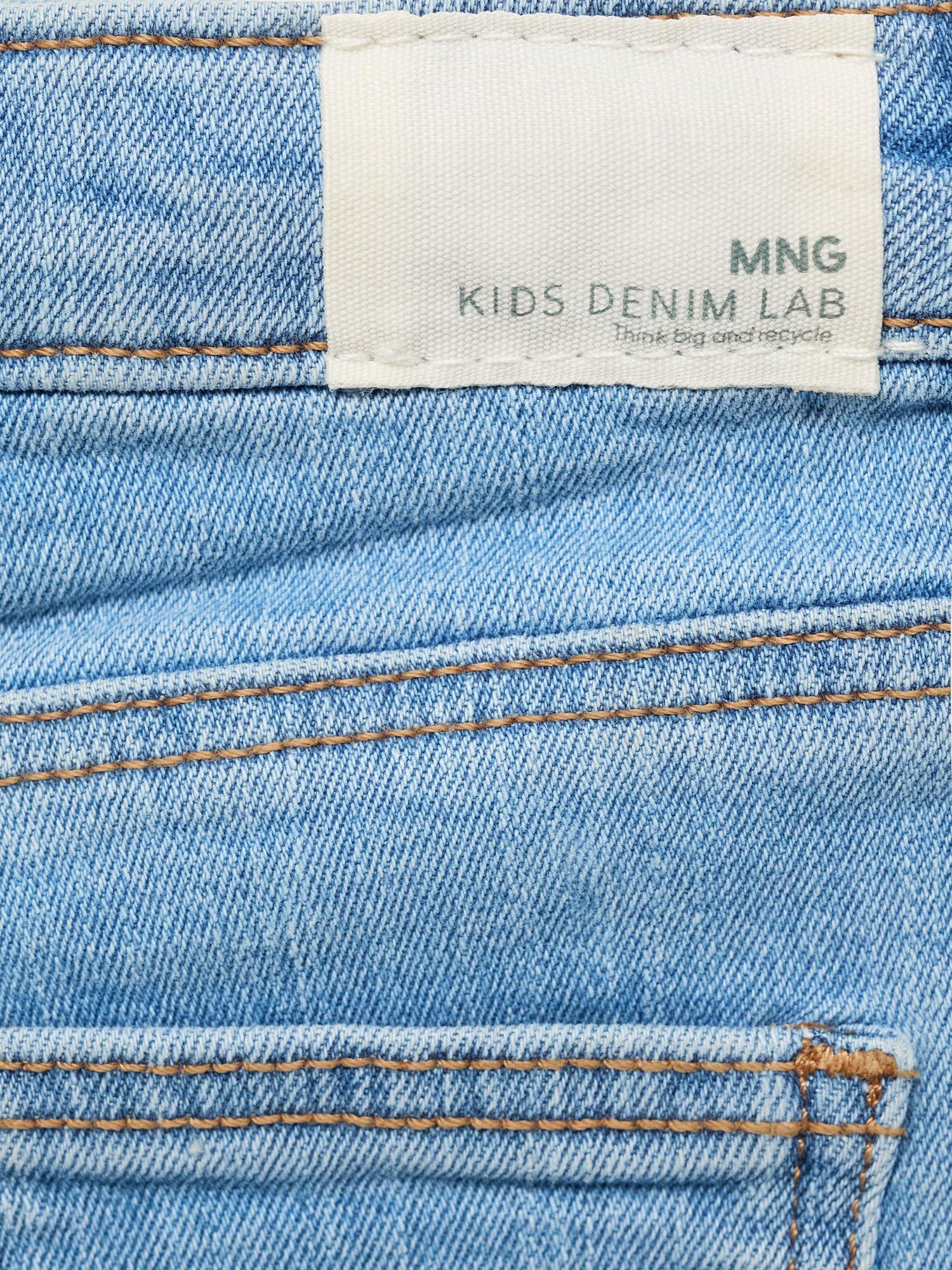 Product image 5 of 6, which shows Mango Kids' Turned Up Hem Denim Shorts, Mid Blue, 12-18 months