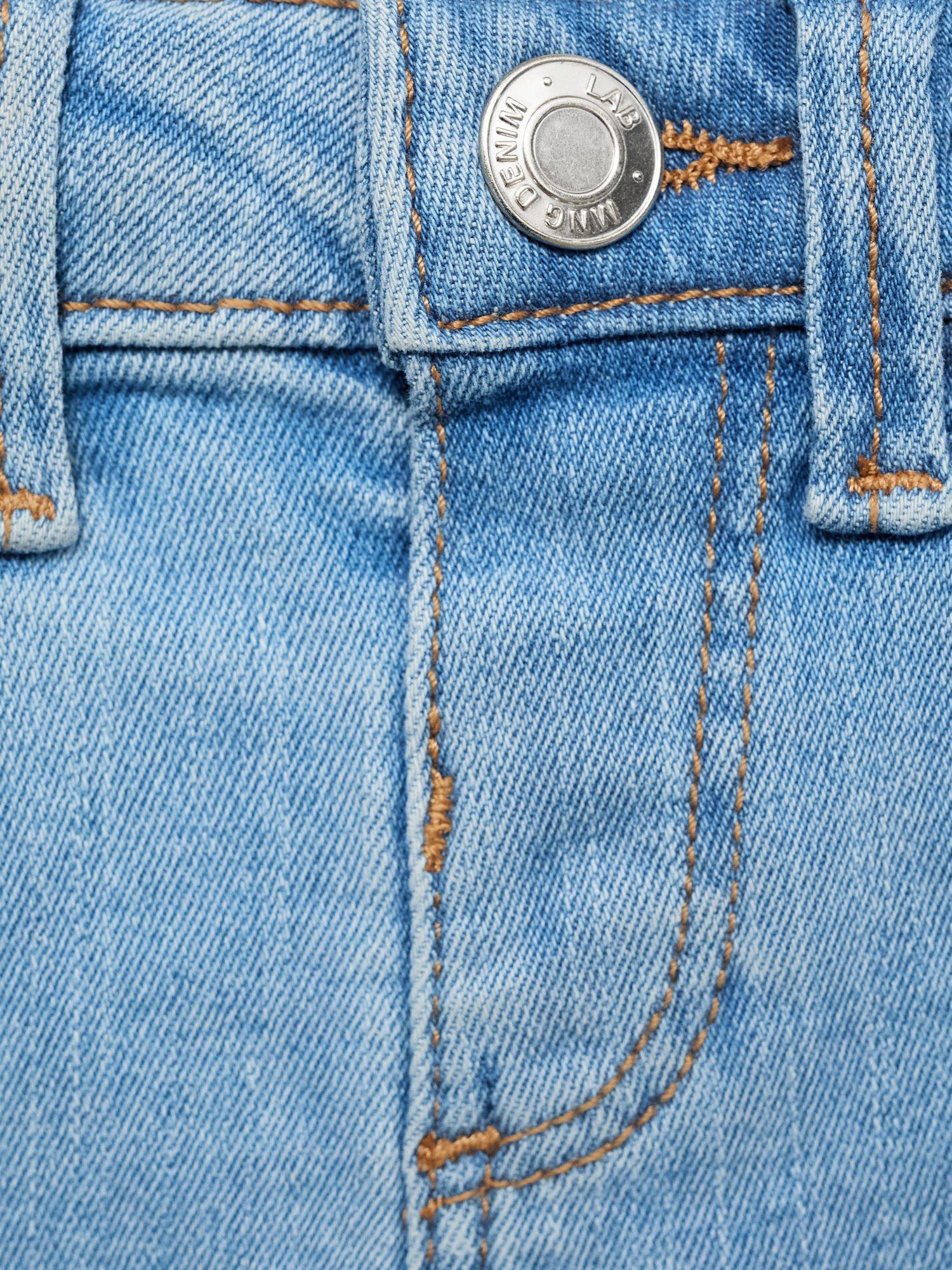 Product image 6 of 6, which shows Mango Kids' Turned Up Hem Denim Shorts, Mid Blue, 12-18 months