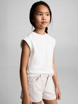 Mango Kids' Cotton Stripe Shorts, Light Beige, Light Beige